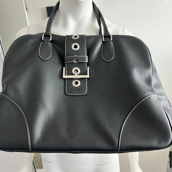 Prada Black Zippered Overnight Bag - Picture 3 of 12